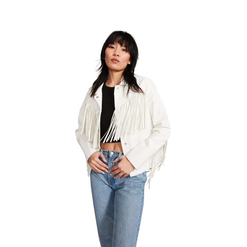 Chaquetas Steve Madden Fringe Mujer Blancas | ES YBS246